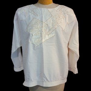 Vintage VTG Regal Cream Color Blouse Abstract Pearl Retro Design